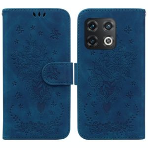 For OnePlus 10 Pro 5G Butterfly Rose Embossed Leather Phone Case(Blue) (OEM)