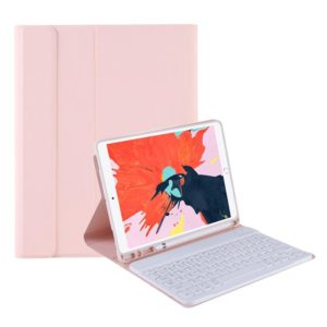 T098B Candy Color Skin Feel Texture Bluetooth Keyboard Leather Case with Pen Holder For iPad Air 4 10.9 2020 / Air 5 10.9 2022 (Pink) (OEM)