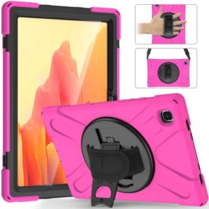 For Samsung Galaxy Tab A7 10.4 2020 T500 / T505 Shockproof Colorful Silicone + PC Protective Case with Holder & Shoulder Strap & Hand Strap & Screen Protector(Rose Red) (OEM)