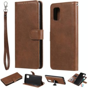 For Samsung Galaxy A71 5G 2 in 1 Solid Color Detachable PU Leather Case with Card Slots & Magnetic Holder & Photo Frame & Wallet & Strap(Brown) (OEM)