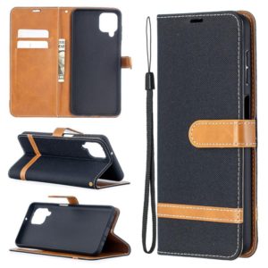 For Samsung Galaxy A12 Lite Color Matching Denim Texture Horizontal Flip Leather Case with Holder & Card Slots & Wallet & Lanyard(Black) (OEM)