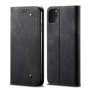 For iPhone 11 Pro Denim Texture Casual Style Horizontal Flip Leather Case with Holder & Card Slots & Wallet(Black) (OEM)