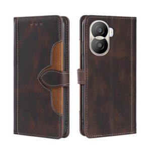 For Honor X40i Skin Feel Magnetic Buckle Leather Phone Case(Brown) (OEM)