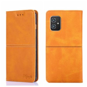 For Asus ZenFone 8 ZS590KS Cow Texture Magnetic Horizontal Flip Leather Phone Case(Light Brown) (OEM)