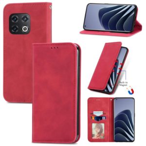 For OnePlus 10 Pro Retro Skin Feel Magnetic Horizontal Flip Leather Phone Case(Red) (OEM)