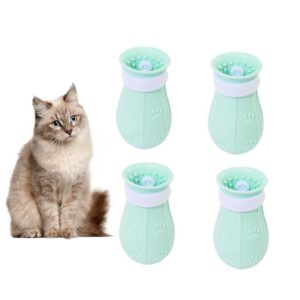 2 Sets Multi-Function Washing Cat Foot Set Cat Taking Bath Cutting Nail Anti-Grasping Silicone Shoes(Second Generation Light Green) (OEM)