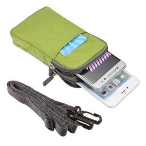 Universal Multi-function Plaid Texture Double Layer Zipper Sports Waist Bag / Shoulder Bag for iPhone X & 7 & 7 Plus / Galaxy S9+ / S8+ / Note 8 / Sony Xperia Z5 / Huawei Mate 8, Size: 16.5 x 9.0 x 3.0cm(Green) (OEM)