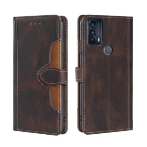 For TCL 20B/6159K Stitching Skin Feel Magnetic Buckle Horizontal Flip PU Leather Case(Brown) (OEM)