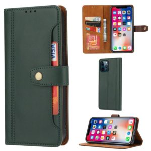 For iPhone 12 Pro Max Calf Texture Double Fold Clasp Horizontal Flip Leather Case with Photo Frame & Holder & Card Slots & Wallet(Emerald) (OEM)
