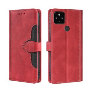 For Google Pixel 5 XL / Pixel 4a 5G Skin Feel Straw Hat Magnetic Buckle Horizontal Flip Leather Case with Holder & Card Slots & Wallet(Red) (OEM)