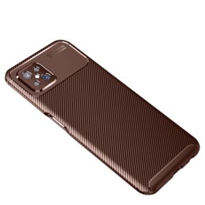 For OPPO A92s Carbon Fiber Texture Shockproof TPU Case(Brown) (OEM)