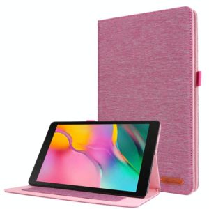 For Samsung Galaxy Tab A7 (2020) Horizontal Flip TPU + Fabric PU Leather Protective Case with Card Slots & Holder(RoseRed) (OEM)