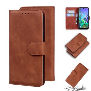 For LG K50 / Q60 Skin Feel Pure Color Flip Leather Phone Case(Brown) (OEM)