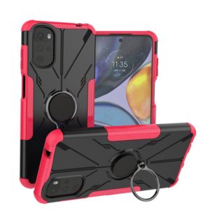 For Motorola Moto G22 Armor Bear Shockproof PC + TPU Phone Case with Ring(Rose Red) (OEM)