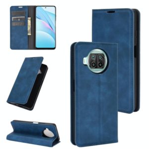 For Xiaomi Mi 10T Lite Retro-skin Business Magnetic Suction Leather Case with Holder & Card Slots & Wallet(Dark Blue) (OEM)