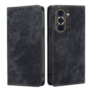 For Huawei Nova 10 Pro RFID Anti-theft Brush Magnetic Leather Phone Case(Black) (OEM)