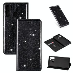 For Samsung Galaxy A21 Ultrathin Glitter Magnetic Horizontal Flip Leather Case with Holder & Card Slots(Black) (OEM)