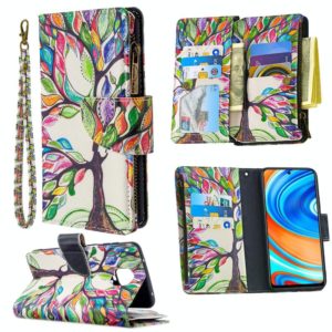 For Xiaomi Redmi Note 9 Pro Colored Drawing Pattern Zipper Horizontal Flip Leather Case with Holder & Card Slots & Wallet(Tree) (OEM)