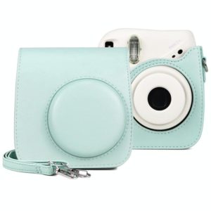 Retro Full Body PU Leather Case Camera Bag with Strap for FUJIFILM instax mini 7+ (Baby Blue) (OEM)