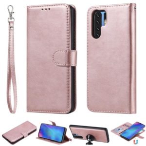 For Huawei P30 Pro Solid Color Horizontal Flip Protective Case with Holder & Card Slots & Wallet & Photo Frame & Lanyard(Rose Gold) (OEM)