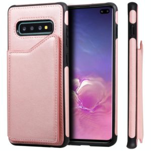 For Galaxy S10+ Shockproof Calf Texture Protective Case with Holder & Card Slots & Frame(Rose Gold) (OEM)