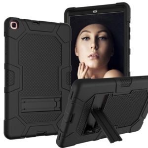 For Samsung Galaxy Tab A 10.1 (2019) / T510 Contrast Color Robot Shockproof Silicone + PC Protective Case with Holder(Black) (OEM)