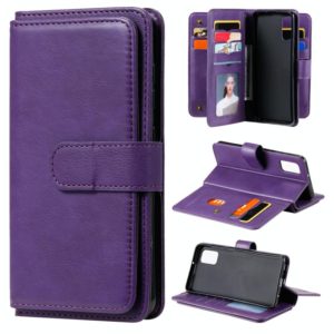 For Samsung Galaxy A41 Multifunctional Magnetic Copper Buckle Horizontal Flip Solid Color Leather Case with 10 Card Slots & Wallet & Holder & Photo Frame(Purple) (OEM)
