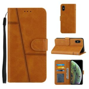 For iPhone X / XS Stitching Calf Texture Buckle Horizontal Flip Leather Case with Holder & Card Slots & Wallet & Lanyard(Yellow) (OEM)