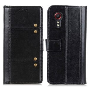 For Samsung Galaxy Xcover 5 Peas Crazy Horse Texture Horizontal Flip Leather Case with Holder & Card Slots & Wallet(Black) (OEM)