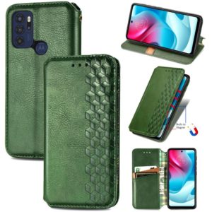 For Motorola Moto G60S Cubic Grid Pressed Horizontal Flip Magnetic Leather Phone Case with Holder & Card Slots & Wallet(Green) (OEM)