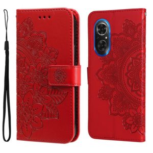 For Honor 50 SE / Huawei nova 9 SE 7-petal Flowers Embossed Flip Leather Phone Case(Red) (OEM)