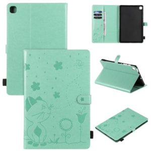 For Samsung Galaxy S6 Lite P610 Cat Bee Embossing Pattern Shockproof Table PC Protective Horizontal Flip Leather Case with Holder & Card Slots & Wallet & Pen Slot & Wake-up / Sleep Function(Green) (OEM)