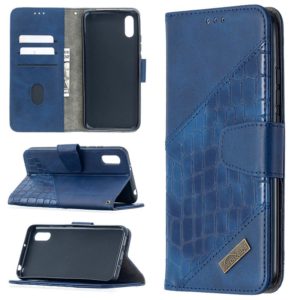 For Xiaomi Redmi 9A Matching Color Crocodile Texture Horizontal Flip PU Leather Case with Wallet & Holder & Card Slots(Blue) (OEM)
