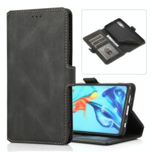For Huawei P30 Retro Magnetic Closing Clasp Horizontal Flip Leather Case with Holder & Card Slots & Photo Frame & Wallet(Black) (OEM)