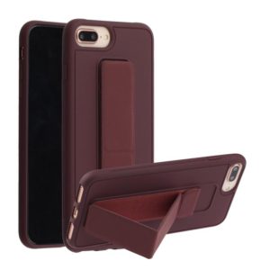 For iPhone SE 2022 / SE 2020 / 8 / 7 Shockproof PC + TPU Protective Case with Wristband & Holder(Coffee) (OEM)