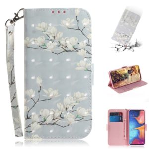 3D Colored Drawing Magnolia Pattern Horizontal Flip Leather Case for Galaxy A20e, with Holder & Card Slots & Wallet (OEM)