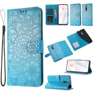 For Xiaomi Redmi K20 Skin Feel Embossed Sunflower Horizontal Flip Leather Case with Holder & Card Slots & Wallet & Lanyard(Blue) (OEM)