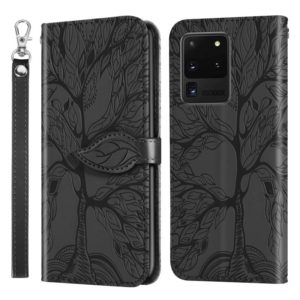 For Samsung Galaxy S20 Ultra Life of Tree Embossing Pattern Horizontal Flip Leather Case with Holder & Card Slot & Wallet & Photo Frame & Lanyard(Black) (OEM)