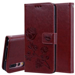 Rose Embossed Horizontal Flip PU Leather Case for Huawei P20 Pro, with Holder & Card Slots & Wallet (Brown) (OEM)