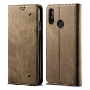 For Huawei Y9 (2019) Denim Texture Casual Style Horizontal Flip Leather Case with Holder & Card Slots & Wallet(Khaki) (OEM)