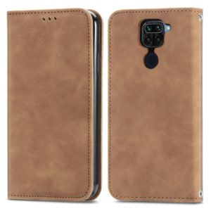 For Xiaomi Redmi 10X 4G / Redmi Note 9 Retro Skin Feel Business Magnetic Horizontal Flip Leather Case with Holder & Card Slots & Wallet & Photo Frame(Brown) (OEM)
