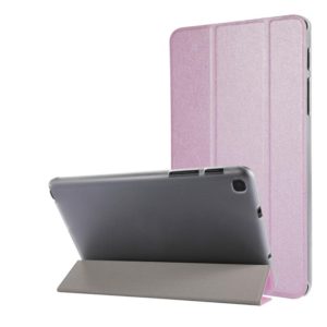 Silk Texture Three-fold Horizontal Flip Leather Case with Holder For Samsung Galaxy Tab A7 Lite 8.7 T220 / T225(Pink) (OEM)