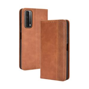 For Huawei P smart 2021/Y7a Magnetic Buckle Retro Crazy Horse Texture Horizontal Flip Leather Case with Holder & Card Slots & Photo Frame(Brown) (OEM)