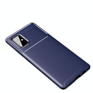 For OnePlus 8T Carbon Fiber Texture Shockproof TPU Case(Blue) (OEM)