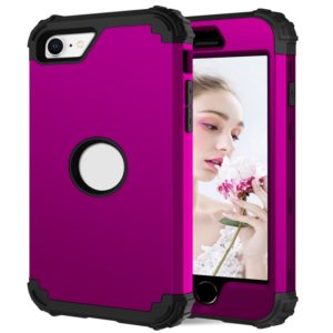 For iPhone SE 2022 / SE 2020 Silicone + PC Three-piece Anti-drop Mobile Phone Protection Back Cover(Purple) (OEM)