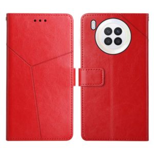 For Huawei nova 8i Y Stitching Horizontal Flip Leather Phone Case(Red) (OEM)