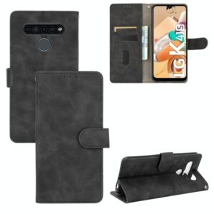 For LG K41S / K51S Solid Color Skin Feel Magnetic Buckle Horizontal Flip Calf Texture PU Leather Case with Holder & Card Slots & Wallet(Black) (OEM)
