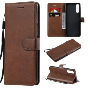 For Sony Xperia 10 II Solid Color Horizontal Flip Protective Leather Case with Holder & Card Slots & Wallet & Photo Frame & Lanyard(Brown) (OEM)