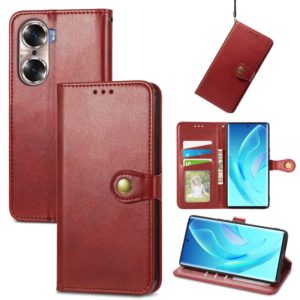 For Honor 60 Solid Color Leather Buckle Phone Case(Red) (OEM)