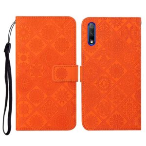 For Huawei Honor 9X / 9X Pro Ethnic Style Embossed Pattern Horizontal Flip Leather Case with Holder & Card Slots & Wallet & Lanyard(Orange) (OEM)